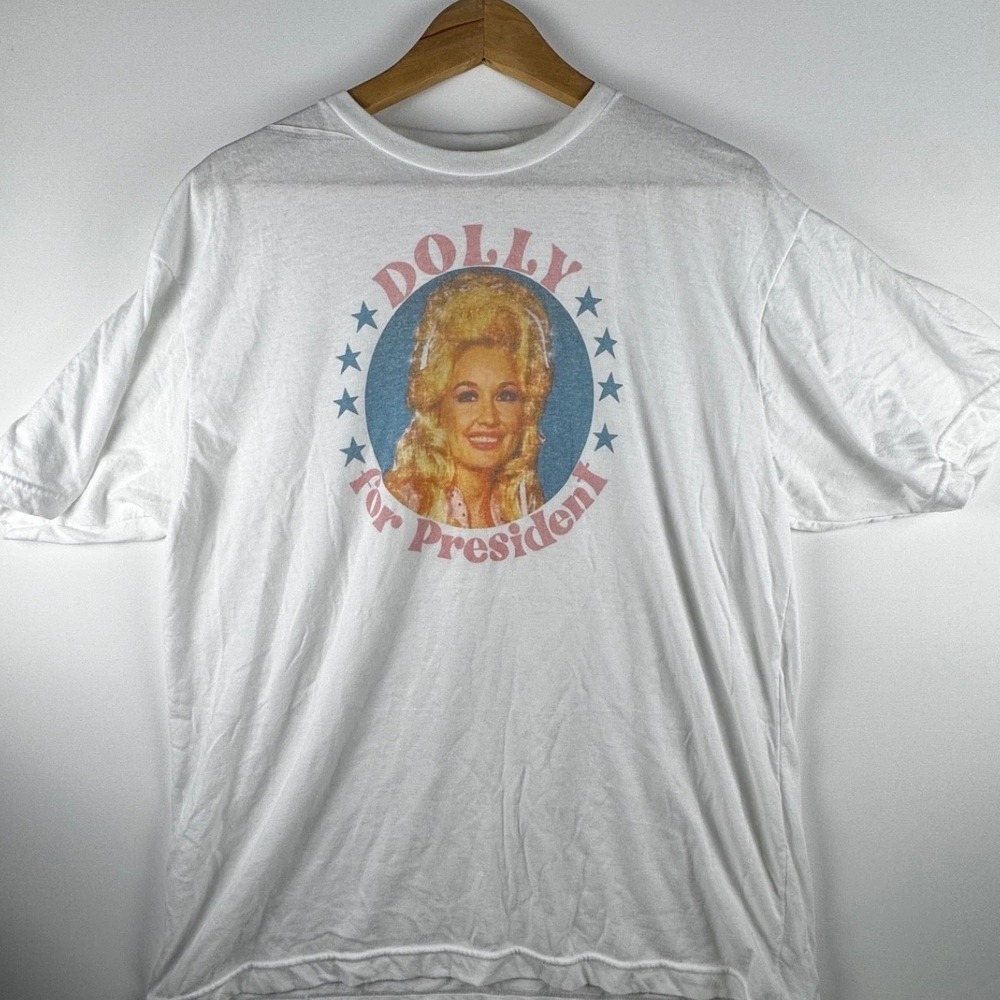 DOLLY FOR PRESIDENT XL T-Shirt White Dolly Parton Country Gay Icon MM191